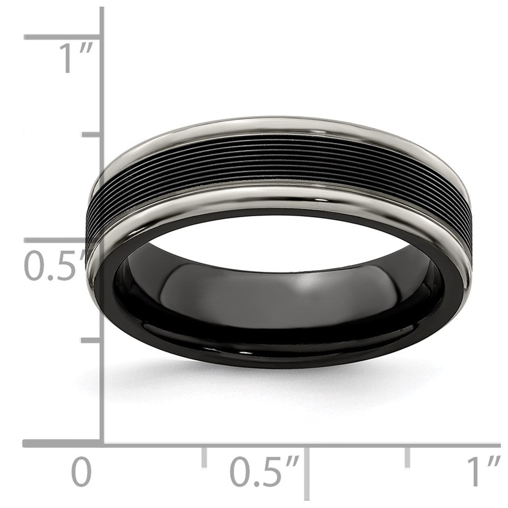 Edward Mirell Black TI -Traction Finish w/Polished Edge6.5mm Band