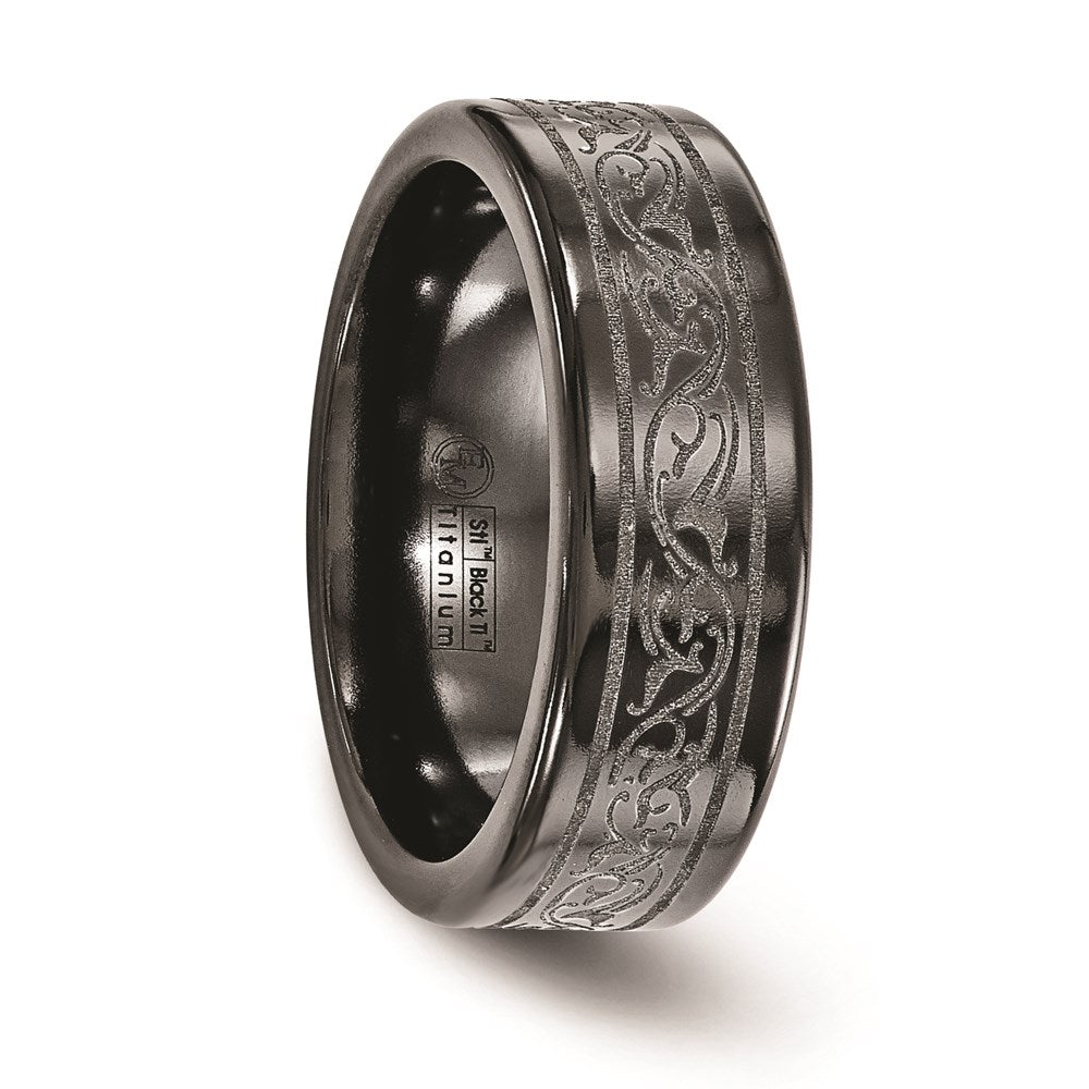 Edward Mirell Titanium Black Ti Laser 8mm Band
