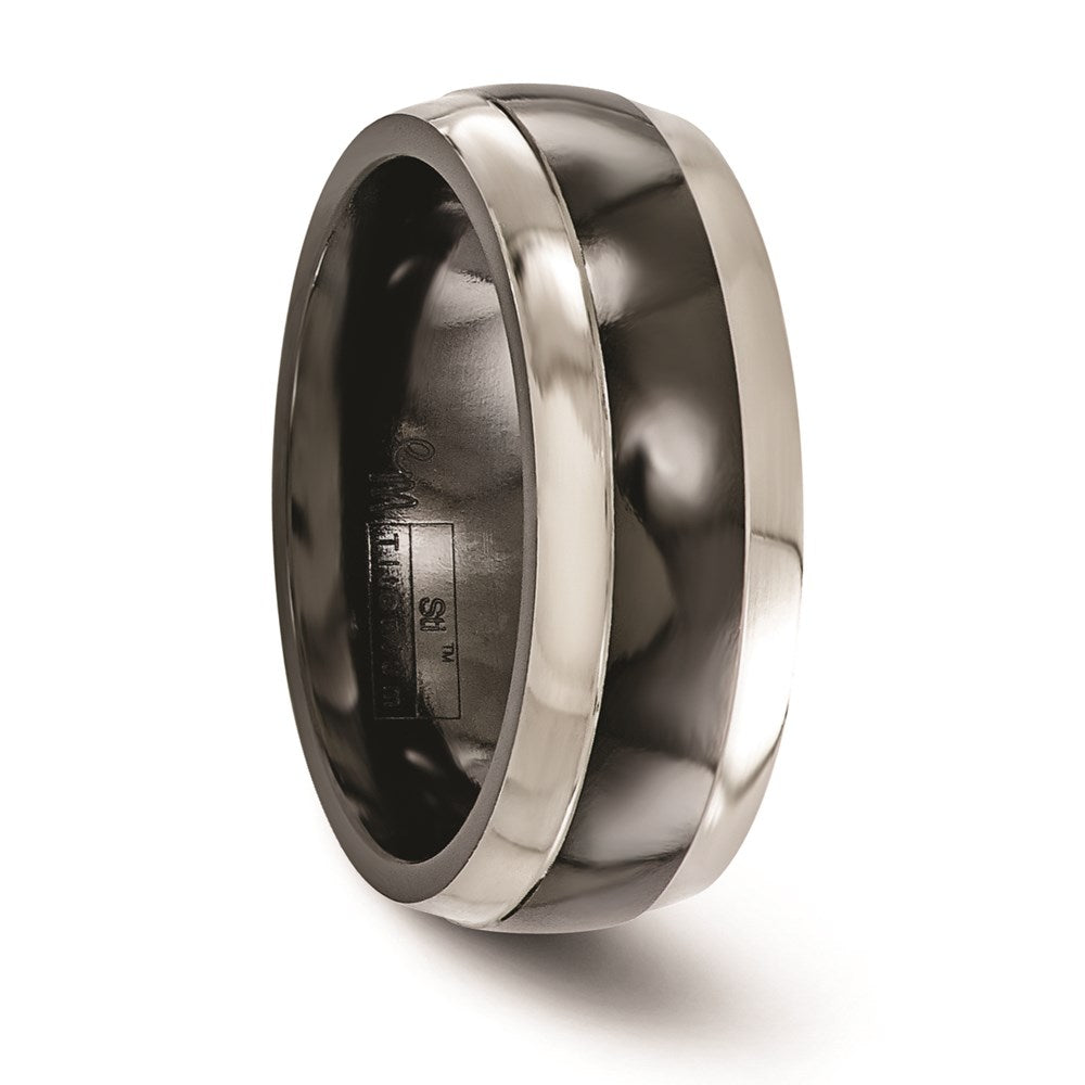 Edward Mirell Titanium Black Ti Polished Domed with Cut Edges 7mm Band