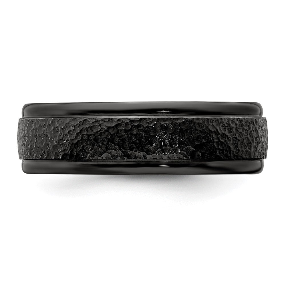 Edward Mirell Titanium Black Ti Hammered 7mm Band