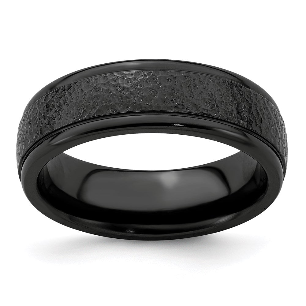Edward Mirell Titanium Black Ti Hammered 7mm Band