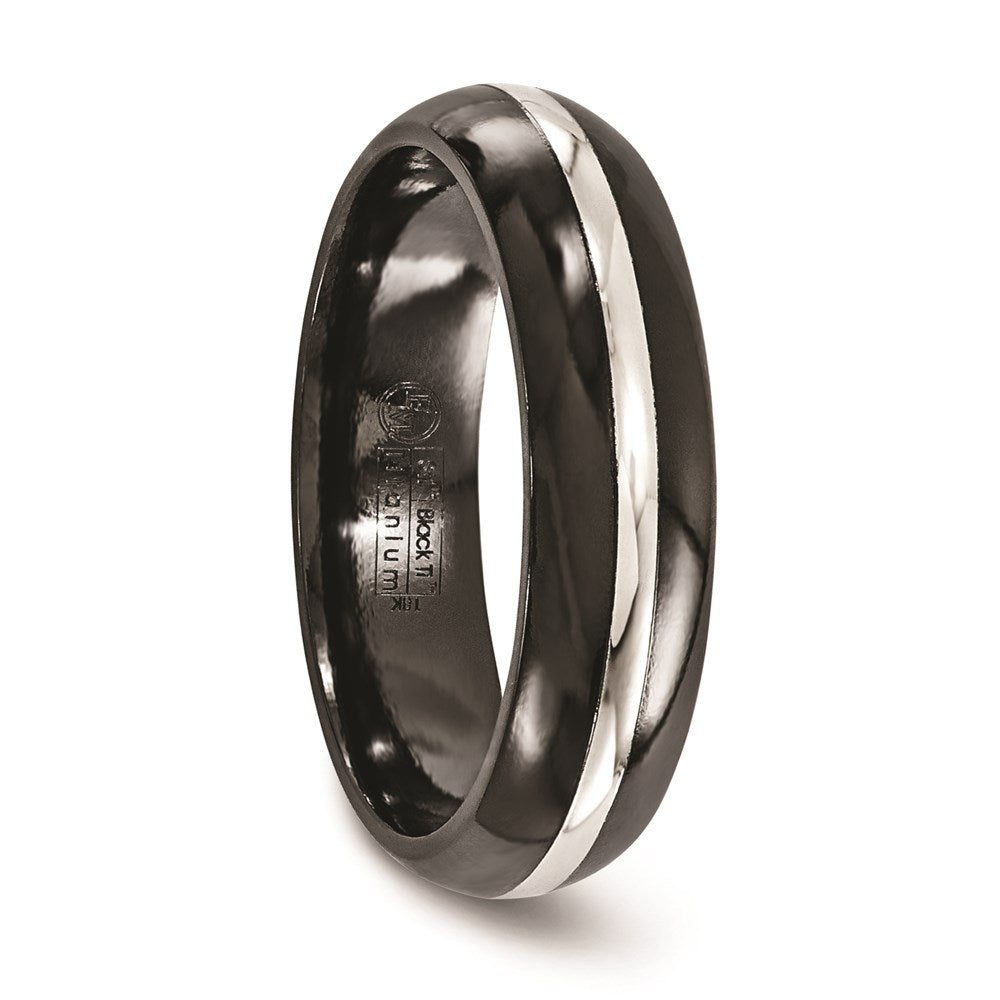 Edward Mirell Black Ti Domed & Sterling Silver Inlay 6mm Band