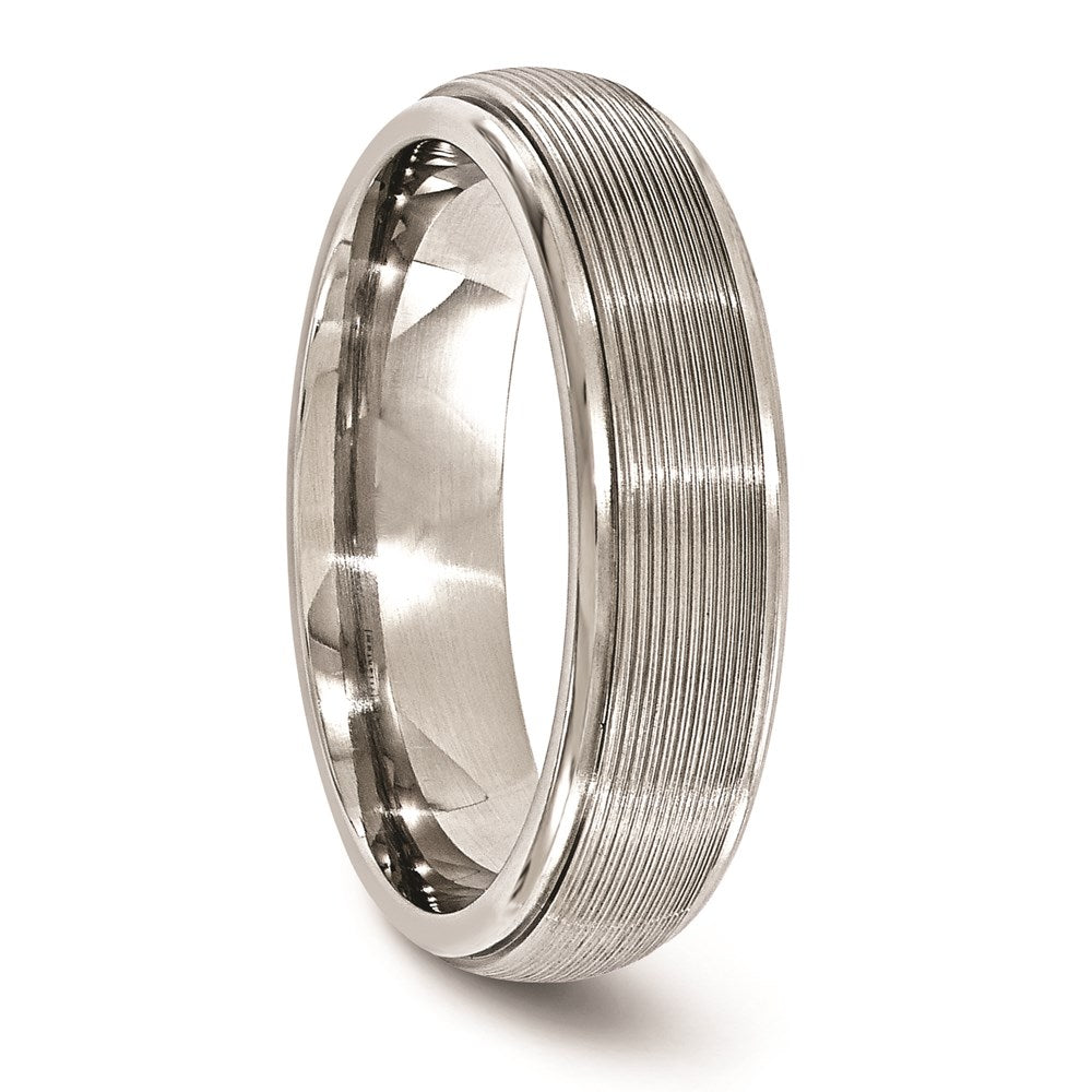 Edward Mirell Titanium Polished Textured Domed 6mm Band