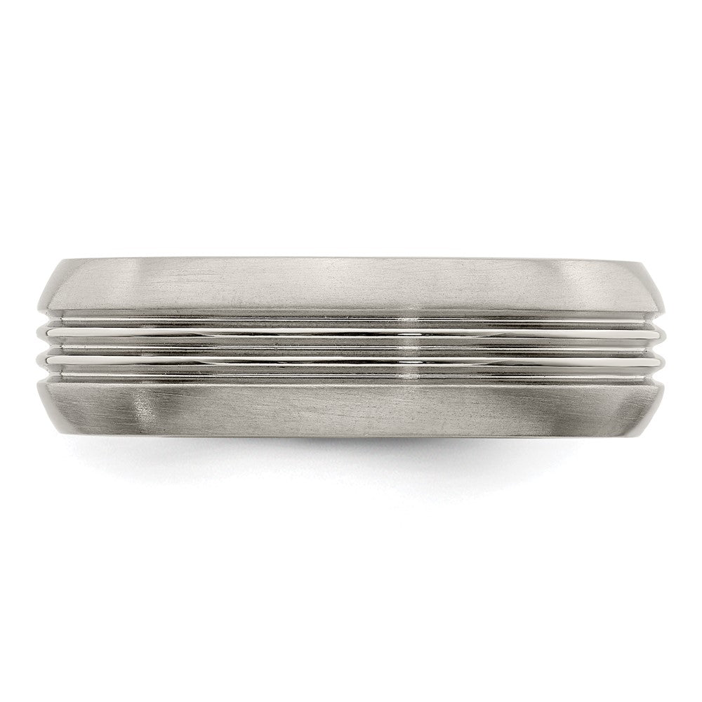 Edward Mirell Titanium Polished Triple Grooved 7mm Band Size 7