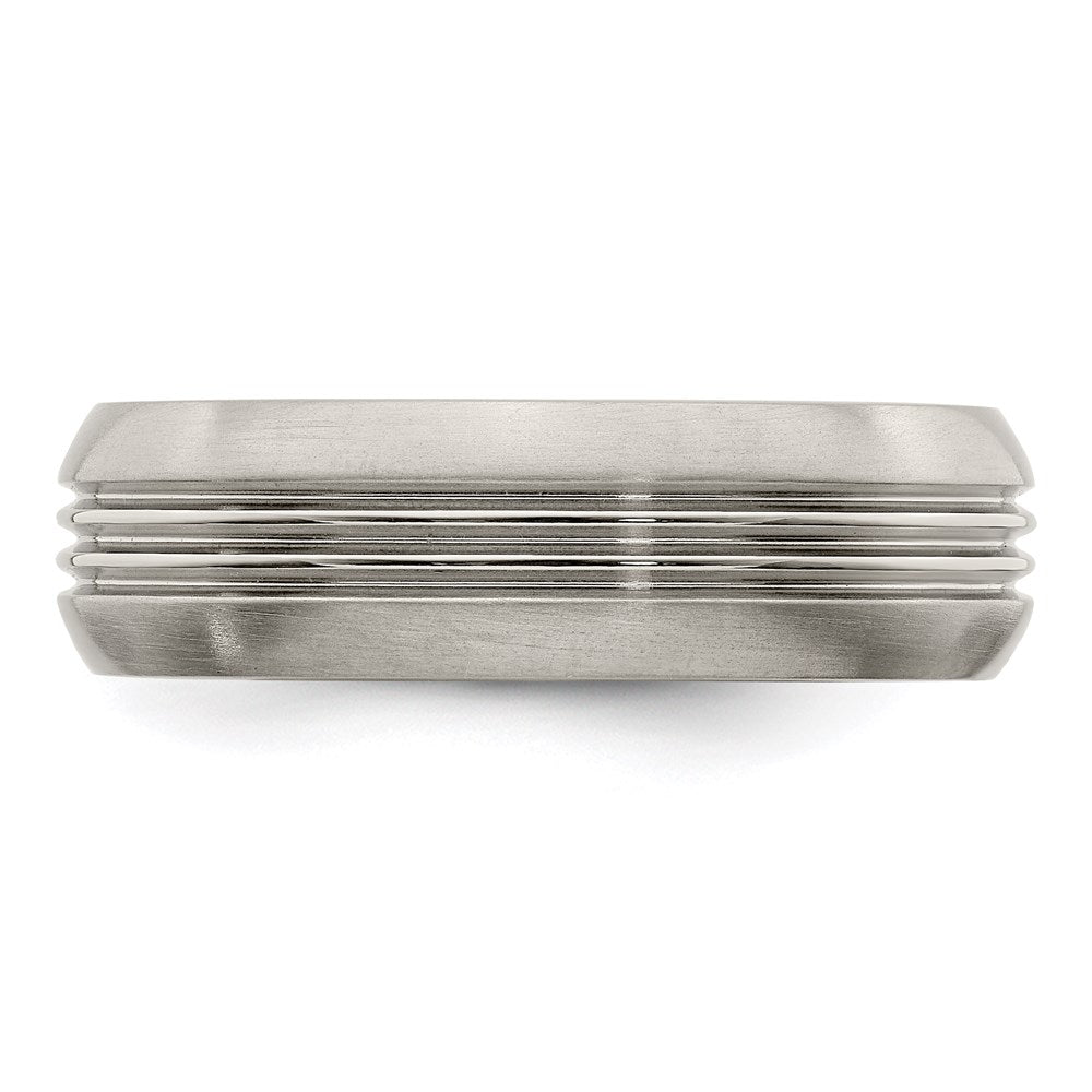 Edward Mirell Titanium Polished Triple Grooved 7mm Band Size 11.5