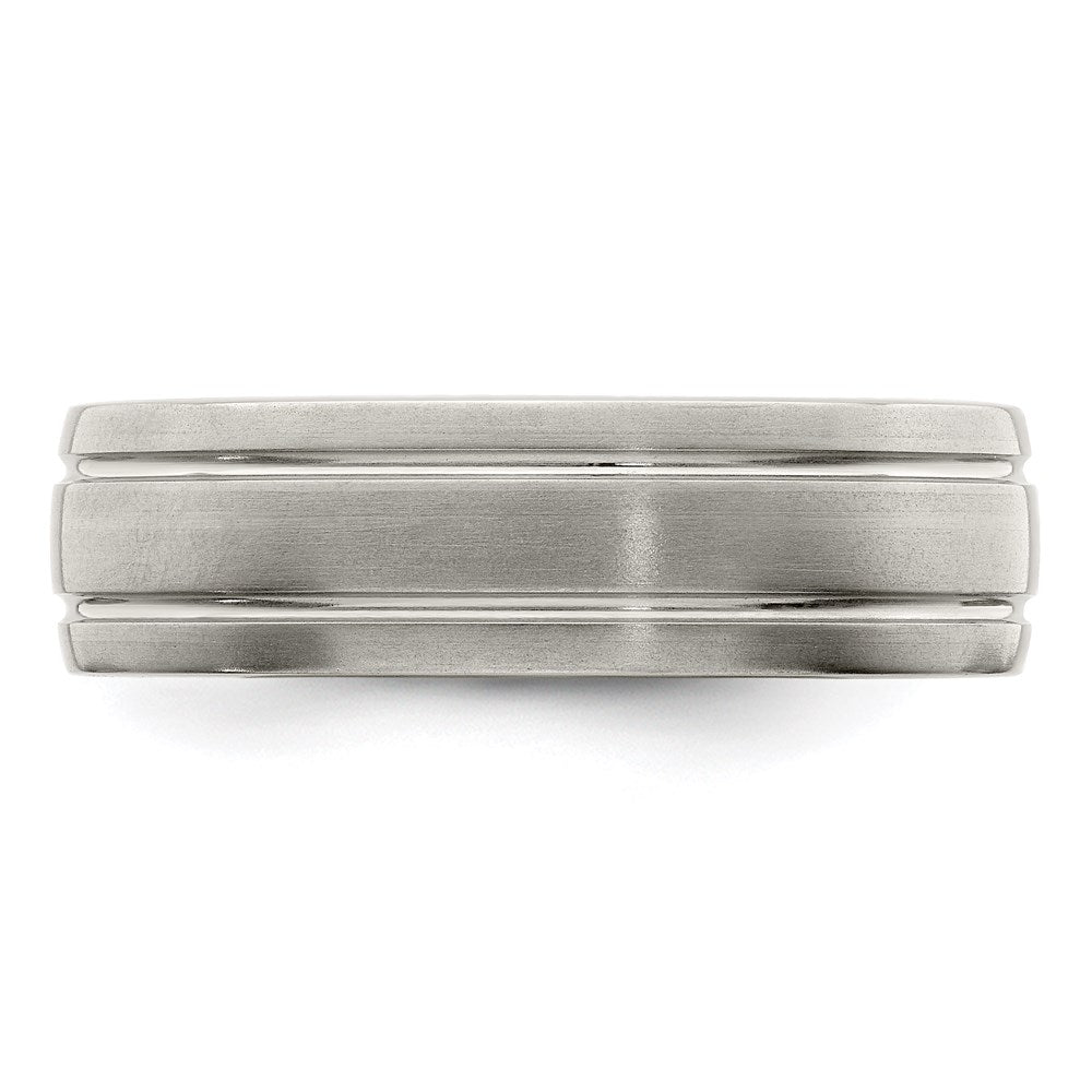 Edward Mirell Titanium Brushed/Polished Grooved 7mm Band Size 12