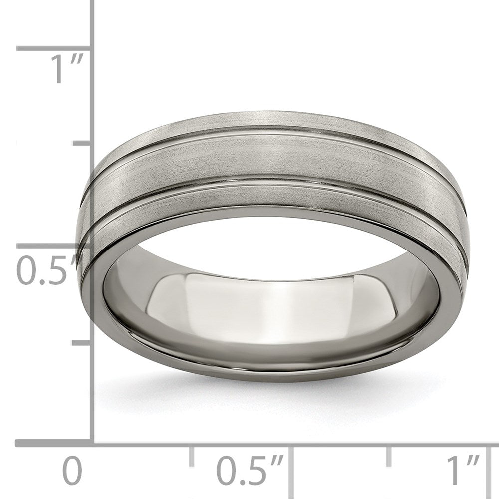 Edward Mirell Titanium Brushed/Polished Grooved 7mm Band Size 11.5