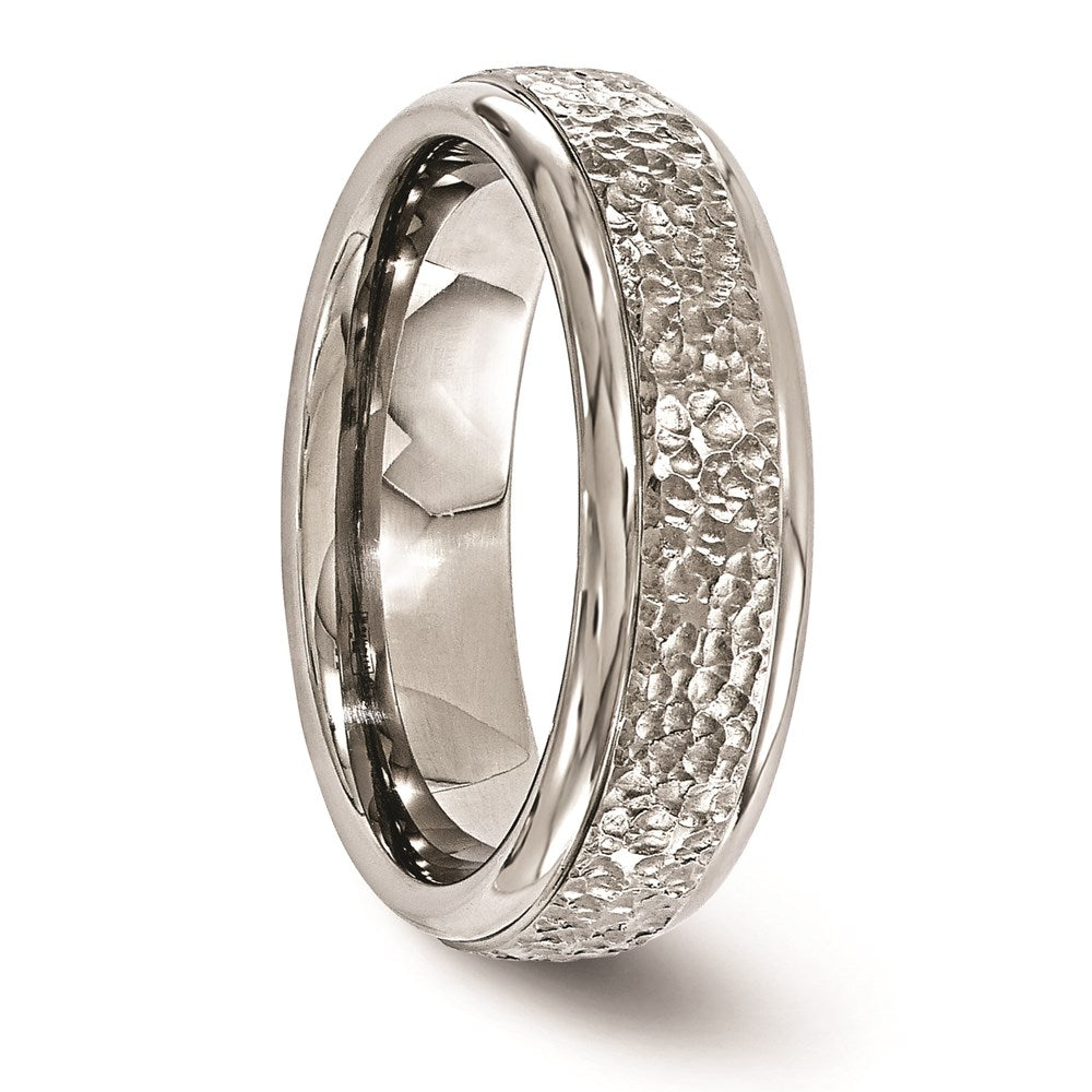 Edward Mirell Titanium Brushed & Polished Hammered 7mm Band