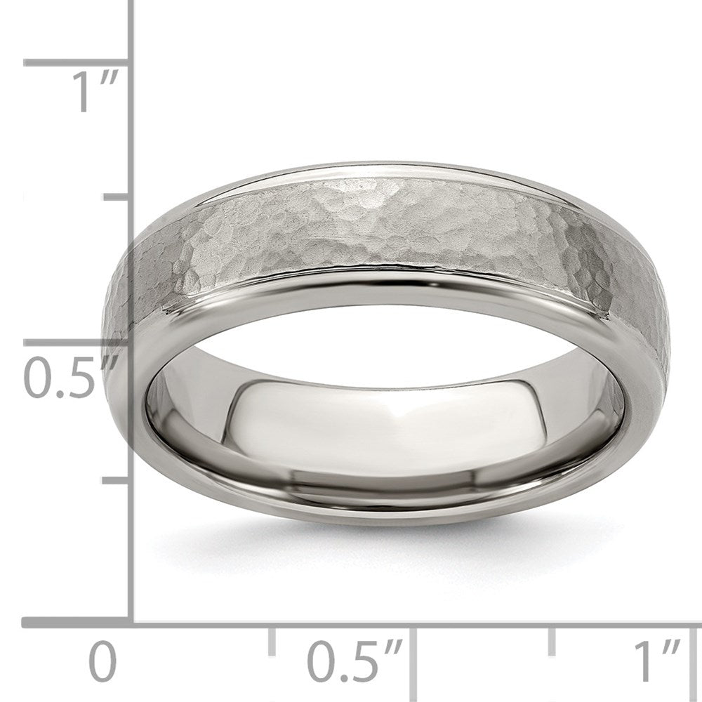 Edward Mirell Titanium Brushed & Polished Hammered 7mm Band