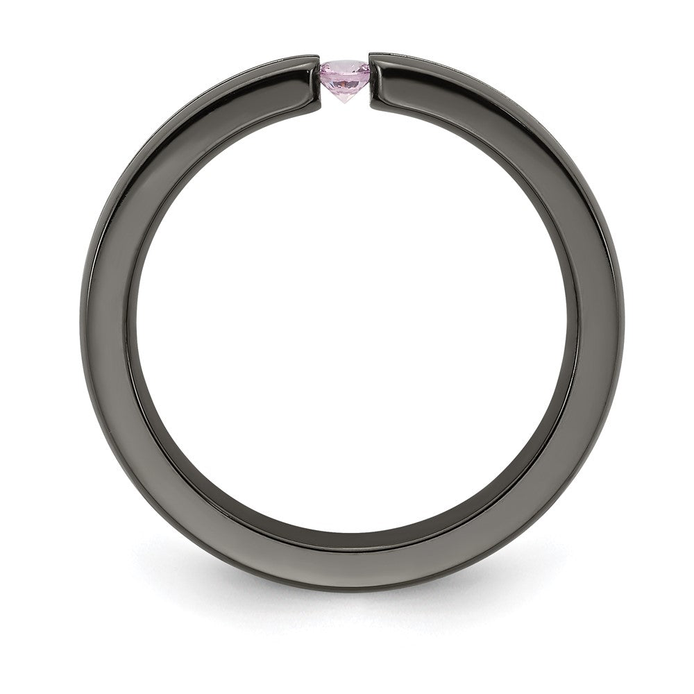 Edward Mirell Black Ti Pink Sapphire and Pink Anodized Grooved 4mm Band