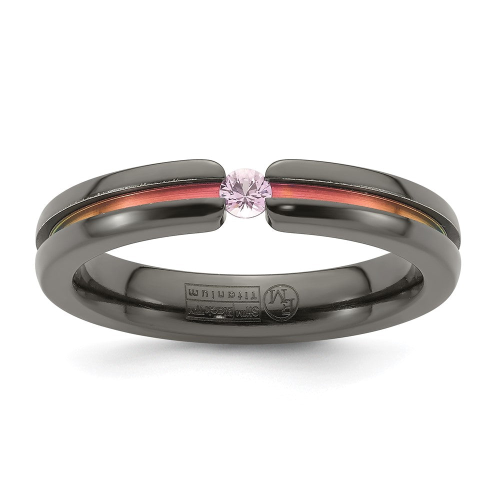 Edward Mirell Black Ti Pink Sapphire & Pink Anodized 4mm Band