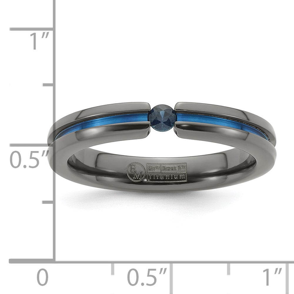 Edward Mirell Black Ti Blue Sapphire and Blue Anodized Grooved 4mm Band