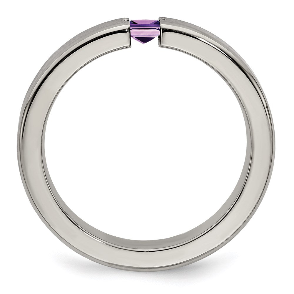 Edward Mirell Titanium Satin Amethyst 4mm Band