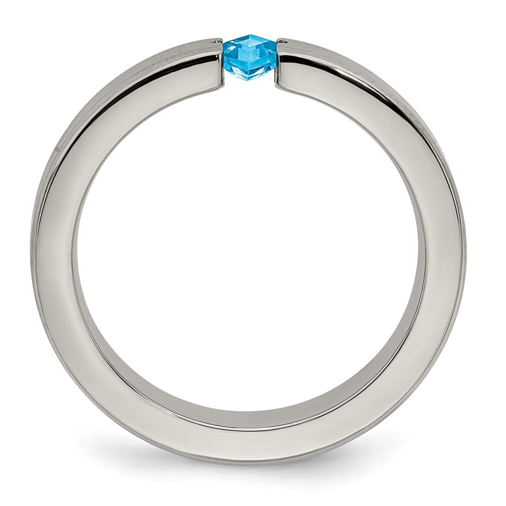 Edward Mirell Titanium Brushed Blue Topaz 4mm Band