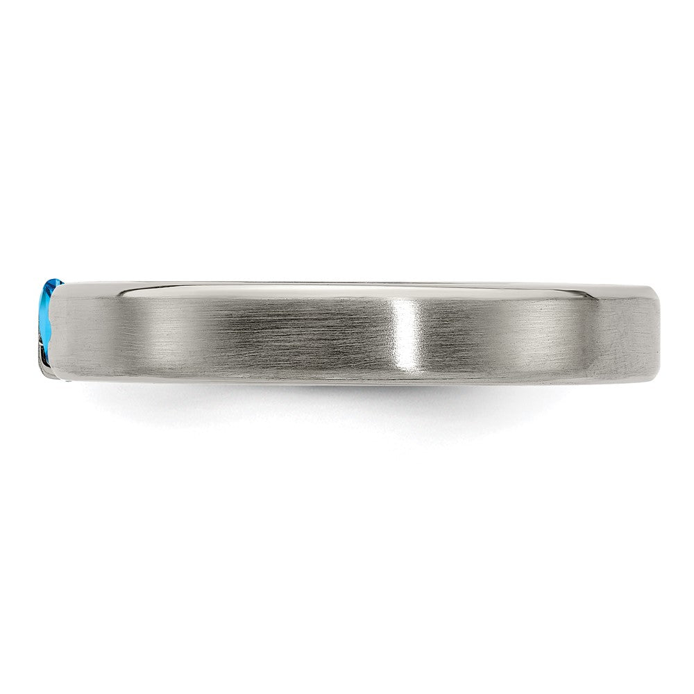 Edward Mirell Titanium Brushed Blue Topaz 4mm Band
