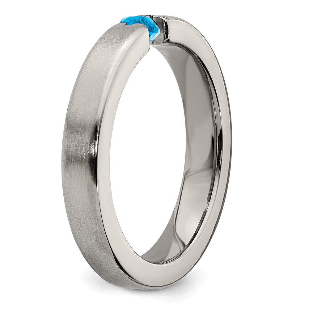 Edward Mirell Titanium Brushed Blue Topaz 4mm Band