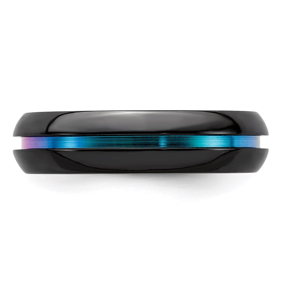 Edward Mirell Black Ti Rainbow Anodized Center Polished 6mm Band