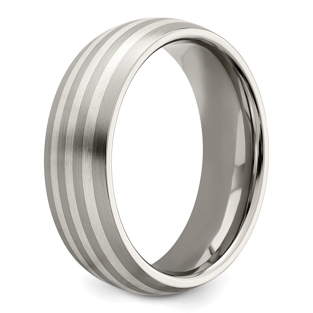 Edward Mirell Titanium with Sterling Silver Inlay Brushed 7mm Band