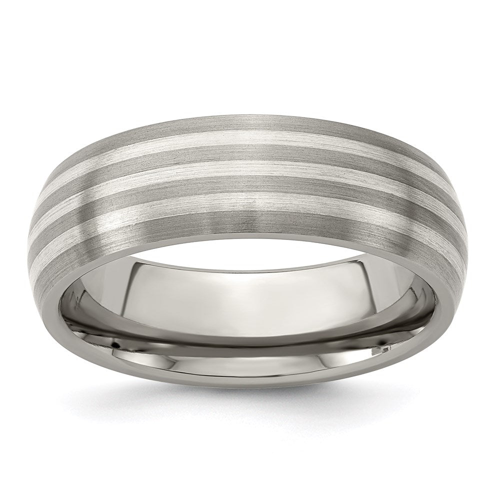 Edward Mirell Titanium with Sterling Silver Inlay Brushed 7mm Band