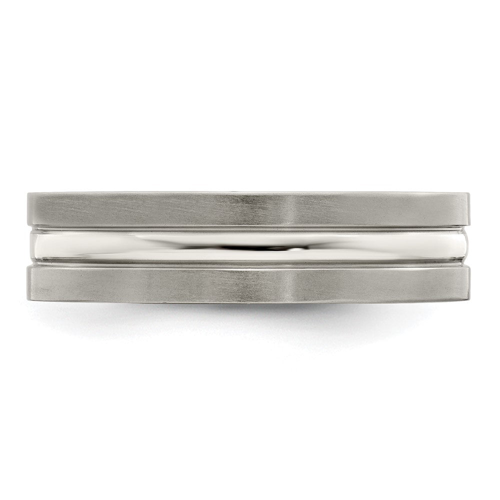 Edward Mirell Titanium Brushed&Polished w/Sterling Silver 6mm Band