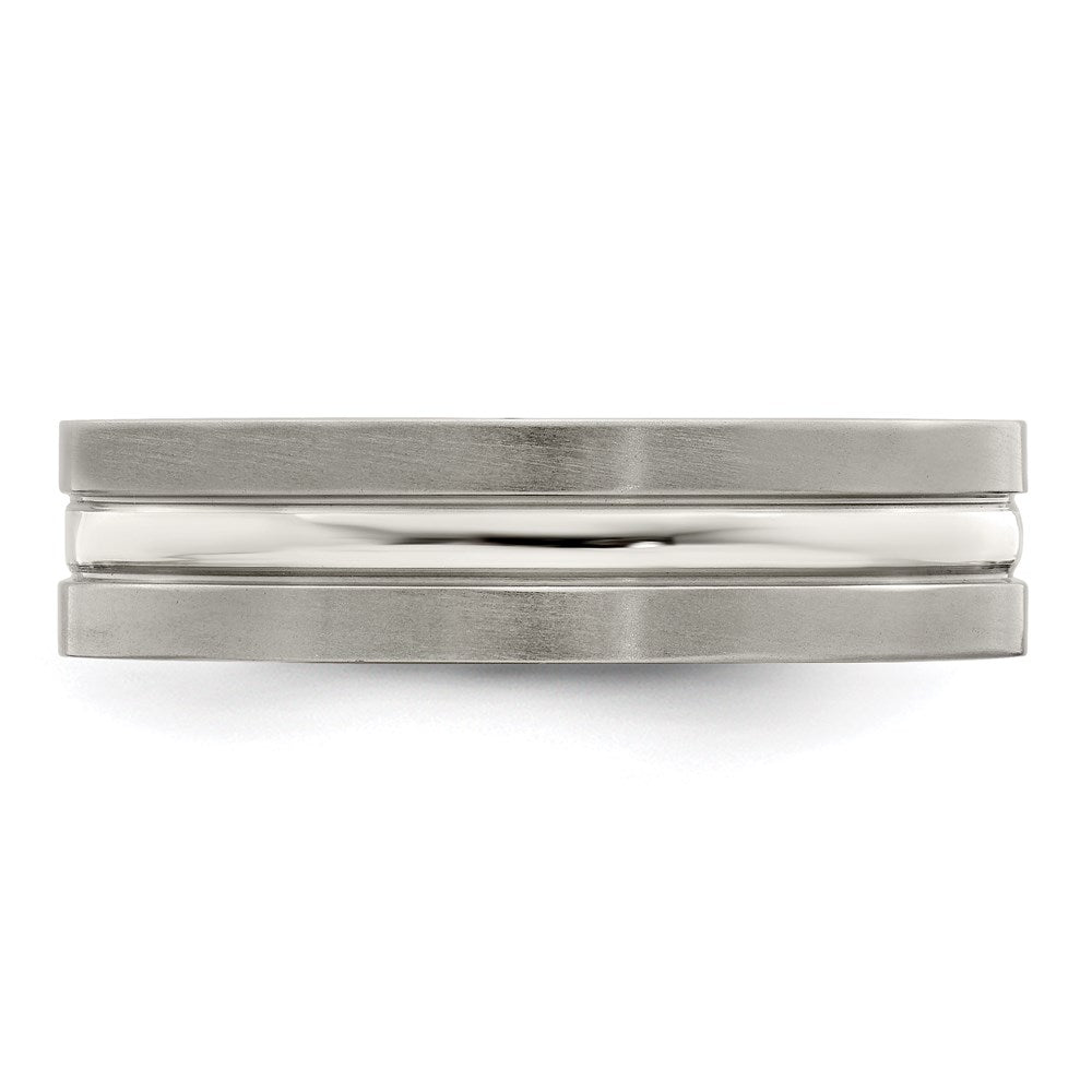 Edward Mirell Titanium Brushed&Polished w/Sterling Silver 6mm Band