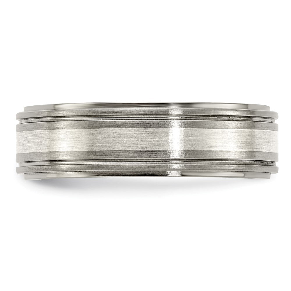 Edward Mirell Titanium Brushed&Polished w/Sterling Silver 7mm Band