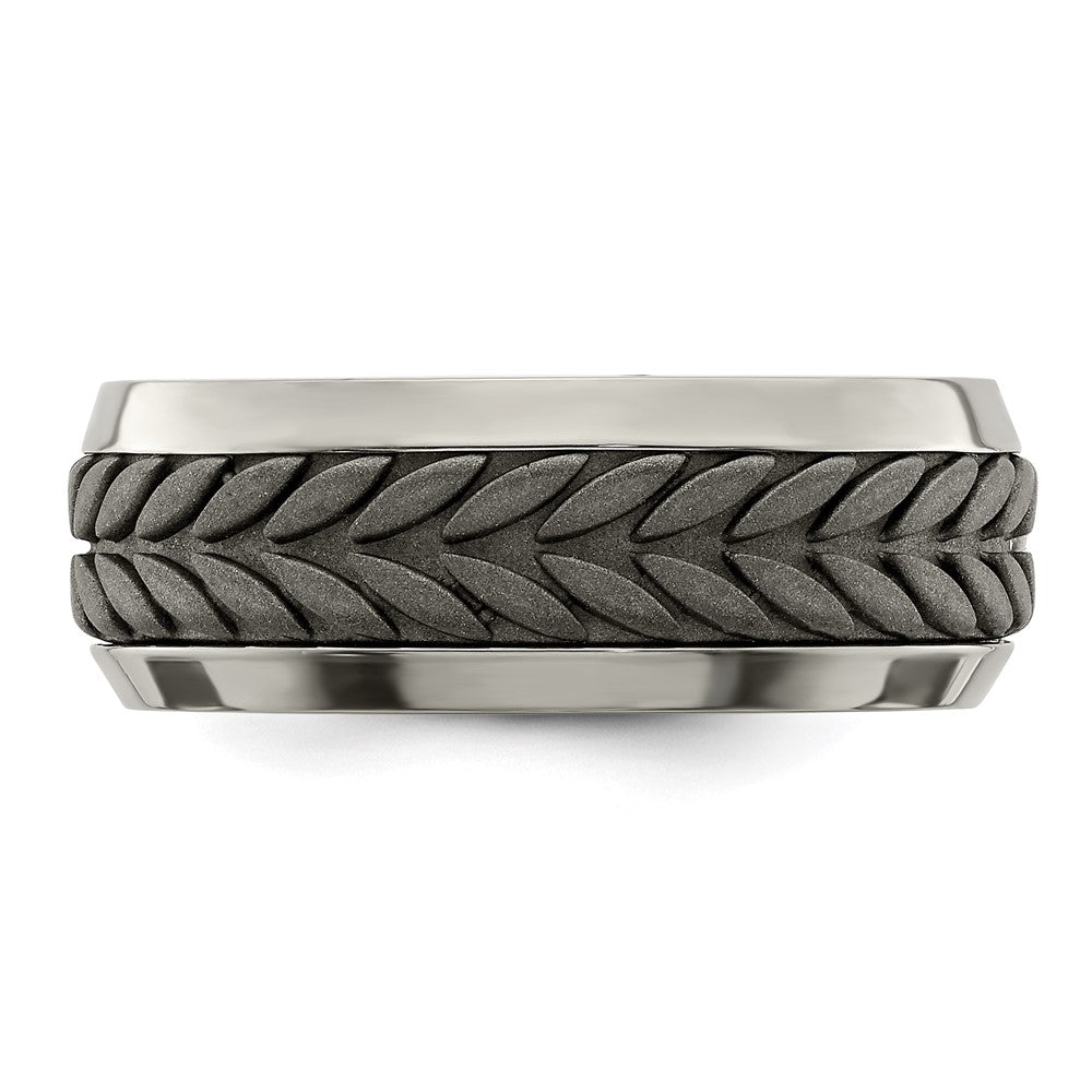 Edward Mirell Stainless Steel and Titanium Rope Design Beveled Casted 9mm Band