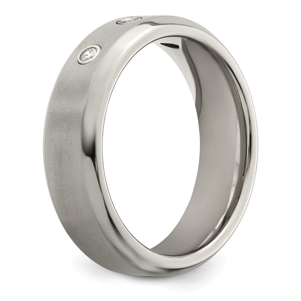 Edward Mirell Titanium Beveled .09 ct Dia w/Sterling Silver Bezel Band