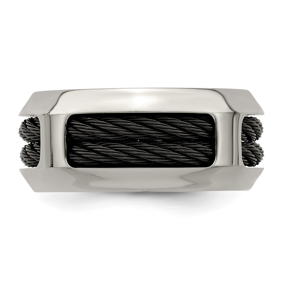 Edward Mirell Stainless Steel and Black Ti Double Cable 10.75mm Band