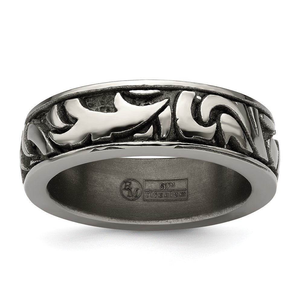 Edward Mirell Titanium Casted Abstract Design 7mm Band