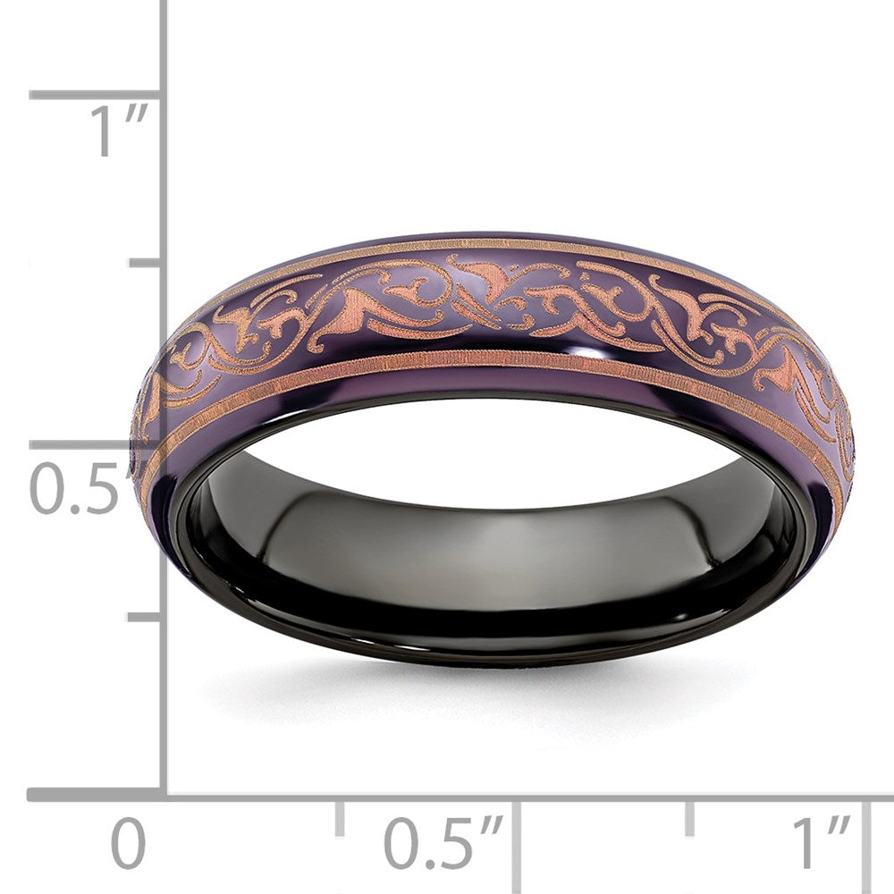 Edward Mirell Black Ti Domed Anodized Copper Color 6mm Band