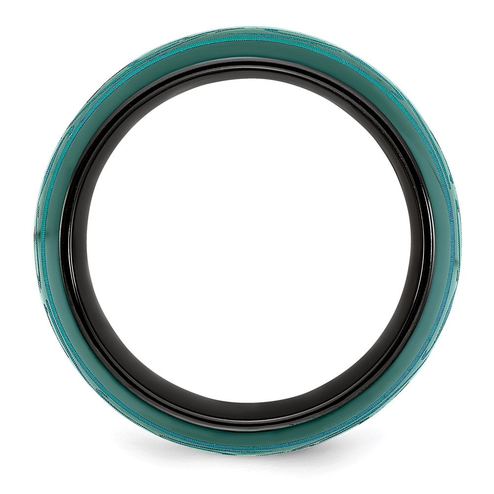 Edward Mirell Black Ti Anodized Teal Domed Band