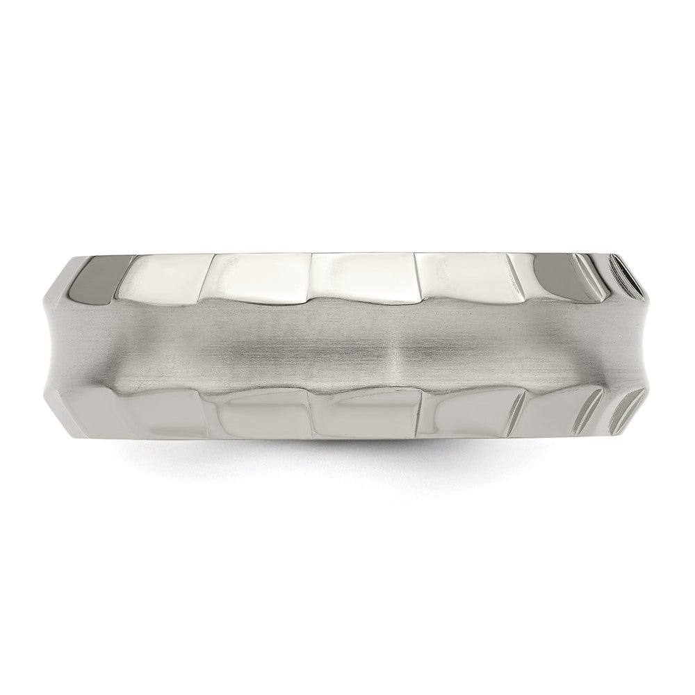 Edward Mirell Titanium Faceted Edge Brushed/Polished 8mm Concave Band Size 9.5