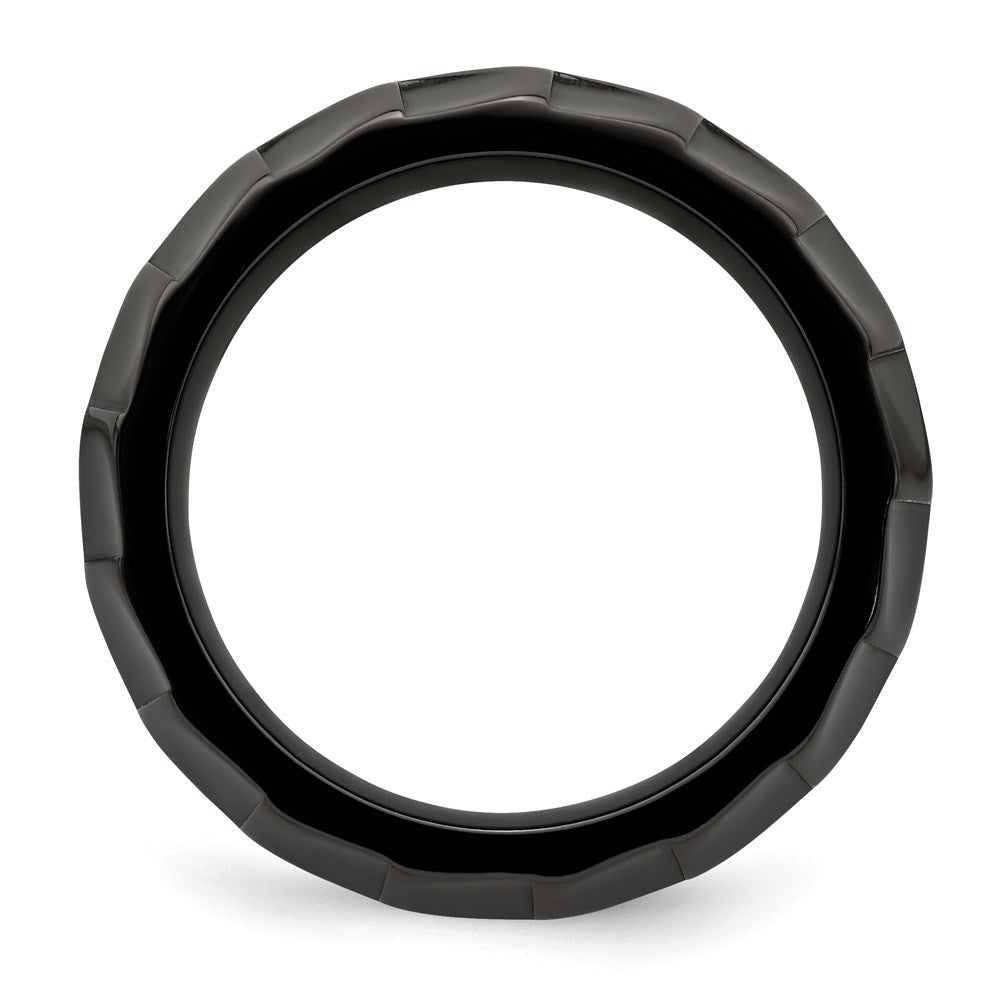 Edward Mirell Black Ti Faceted Edges Polished 12mm Ring