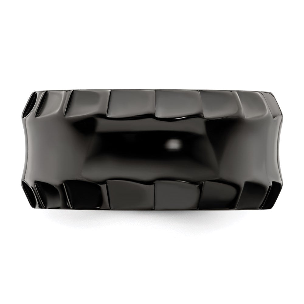 Edward Mirell Black Ti Faceted Edges Polished 12mm Ring