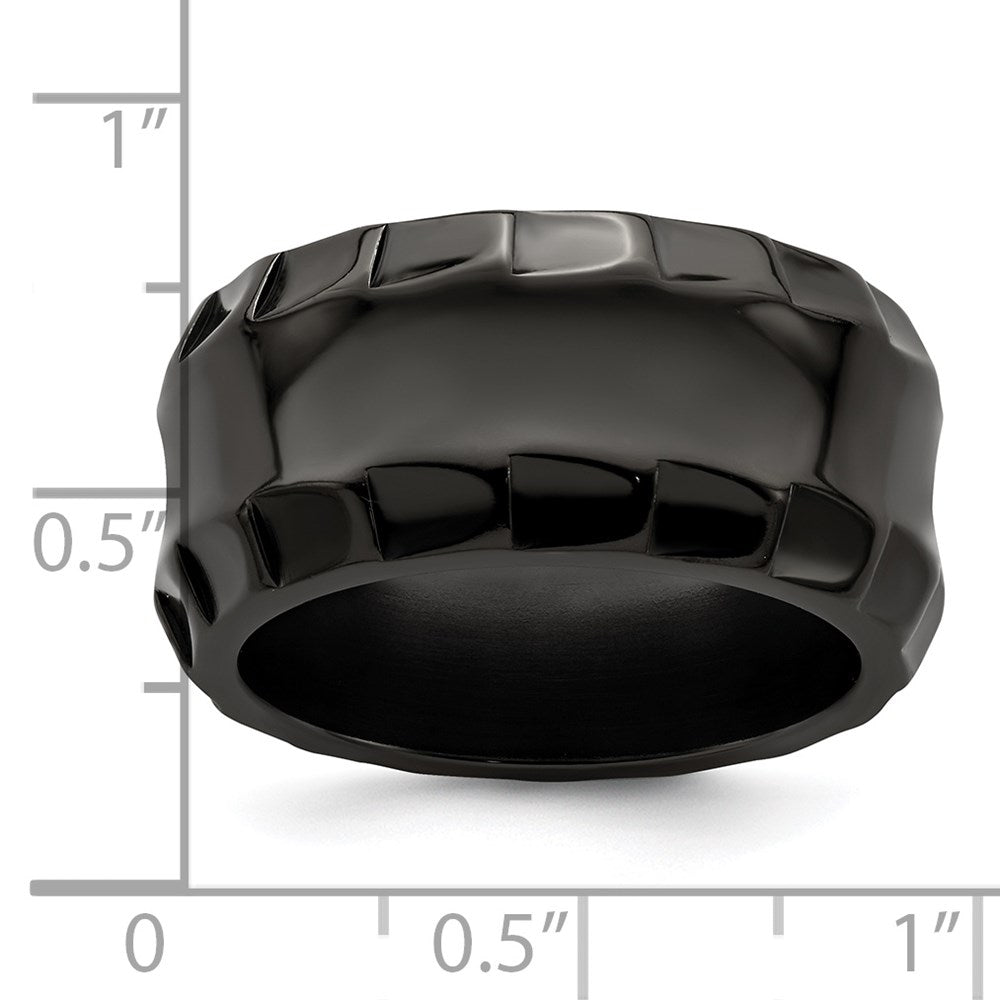 Edward Mirell Black Ti Faceted Edges Polished 12mm Ring