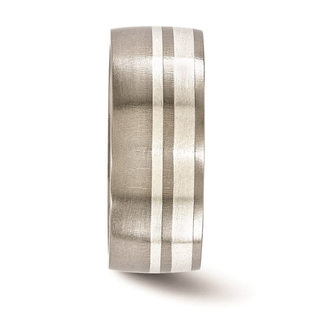 Edward Mirell Titanium and Argentium Sterling Silver Brushed 9mm Band
