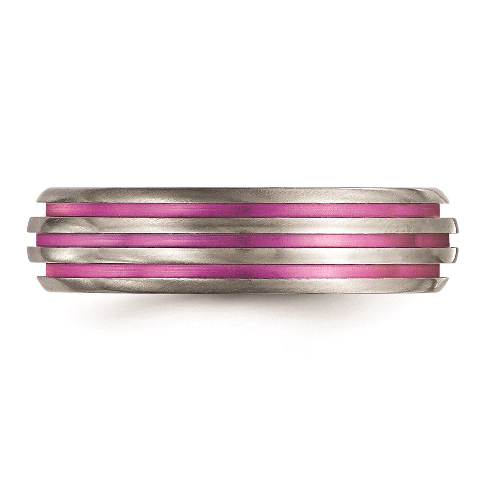 Edward Mirell Titanium Pink Anodized Triple Groove 6mm Band