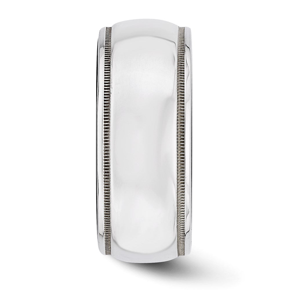 Edward Mirell Black Ti & Sterling Silver Polished Domed Milgrain Ring