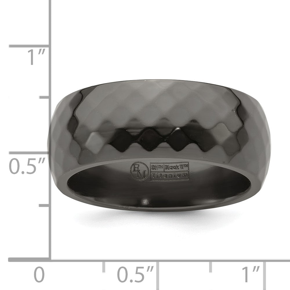 Edward Mirell Black Ti Polished Faceted 9mm Band