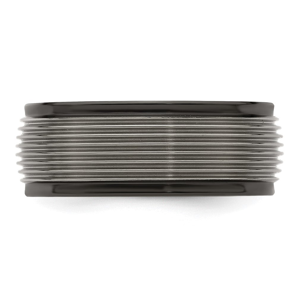 Edward Mirell Black Ti and Titanium Polished Grooved Step Edge 9mm Band