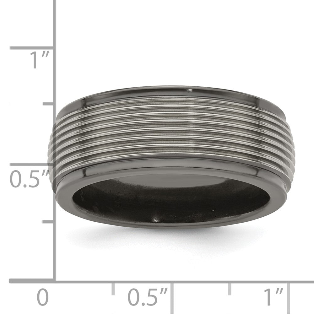 Edward Mirell Black Ti and Titanium Polished Grooved Step Edge 9mm Band