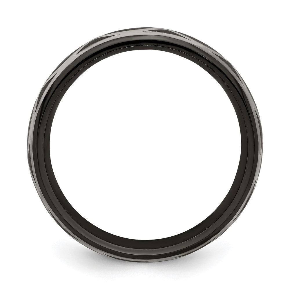 Edward Mirell Black Ti and Argentium Sterling Silver Brushed/Polished Infinity Design 6mm Domed Band