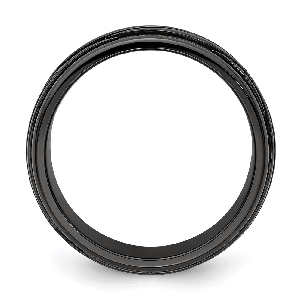 Edward Mirell Black Ti Polished Grooved Waves 10mm Band