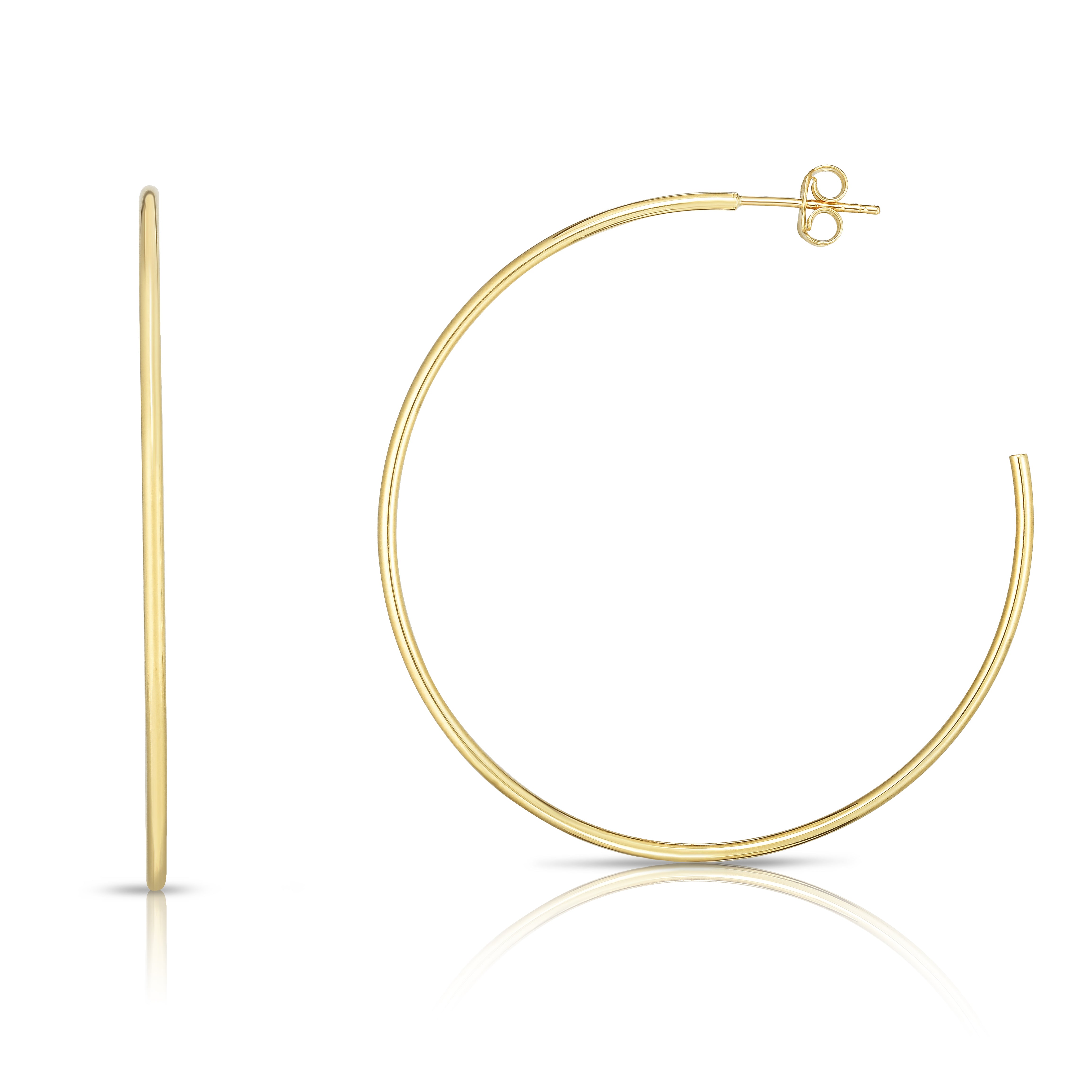 14K Yellow Gold 1.5x50mm C Hoop with Push Back Closure