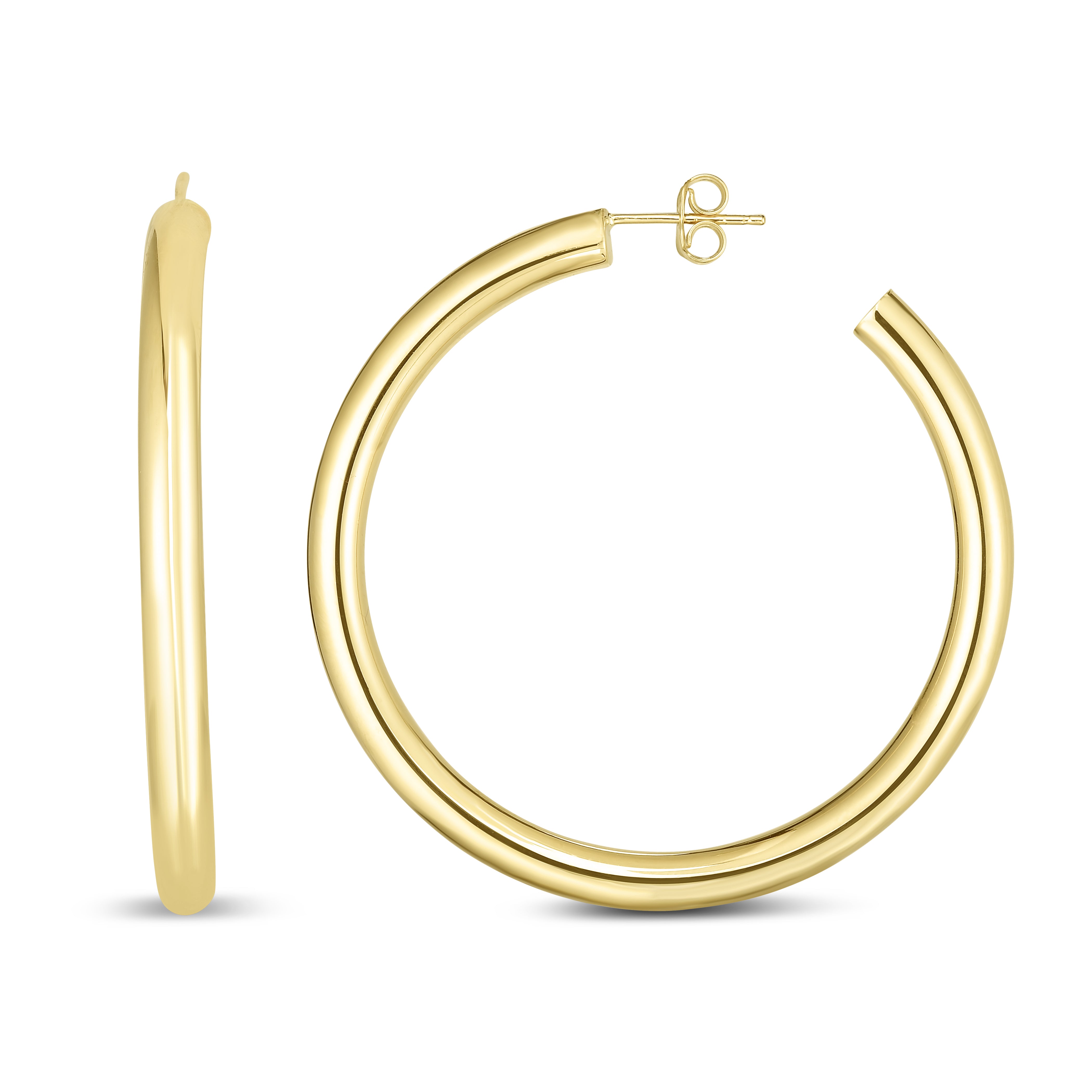14K Yellow Gold 4x40mm C Hoop with Push Back Closure
