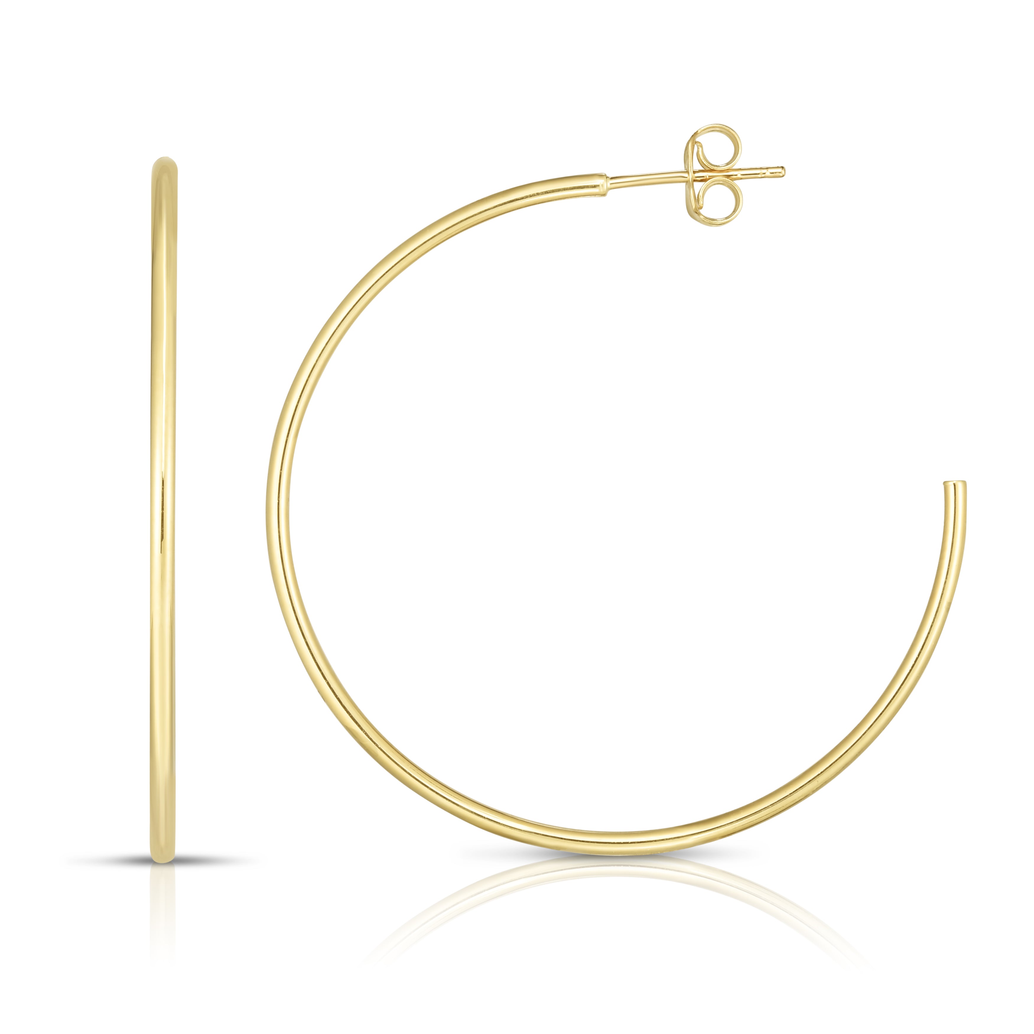 14K Yellow Gold 1.5x40mm C Hoop with Push Back Closure
