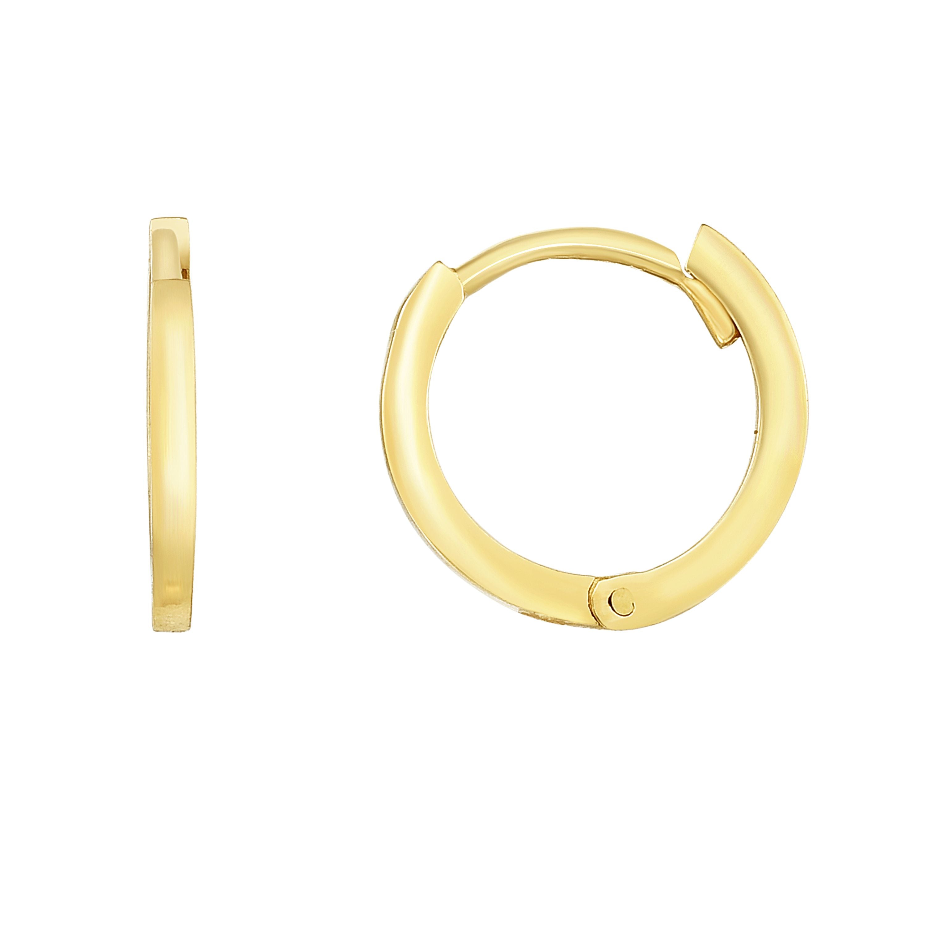 14K Yellow Gold Thin Polished Huggie Earring