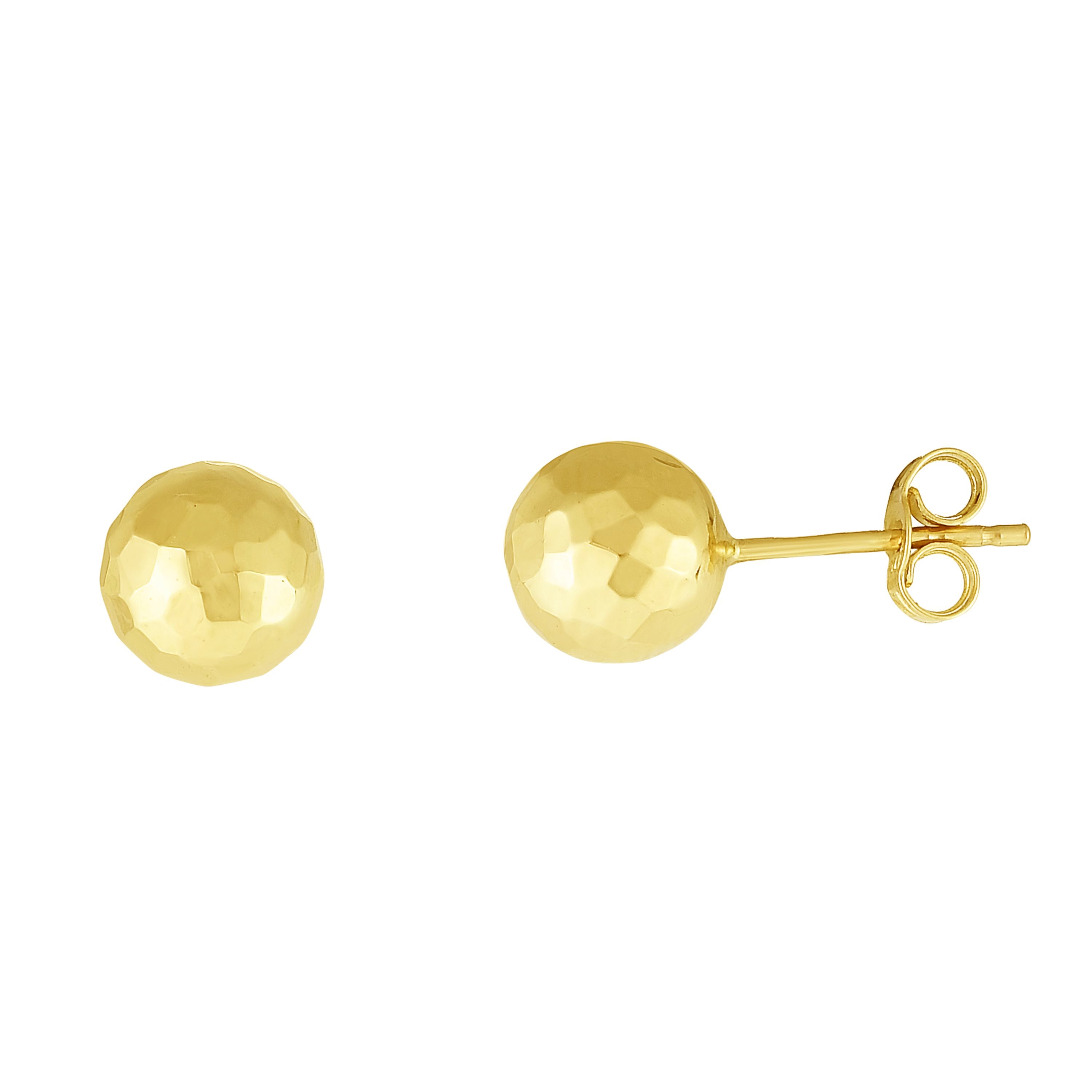 14K Yellow Gold 7mm Faceted Post Earring