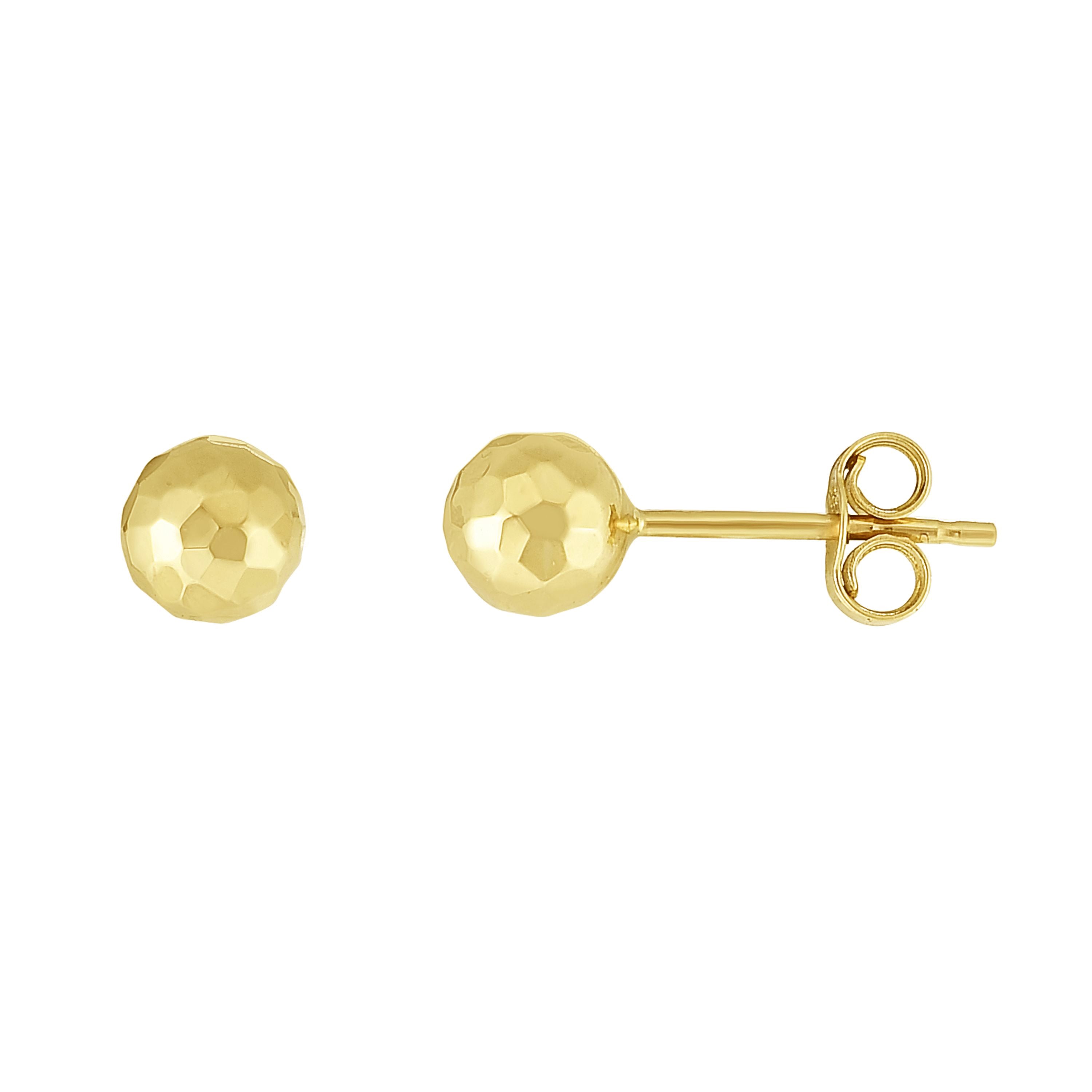 14K Yellow Gold 5Mm Faceted Post Earring